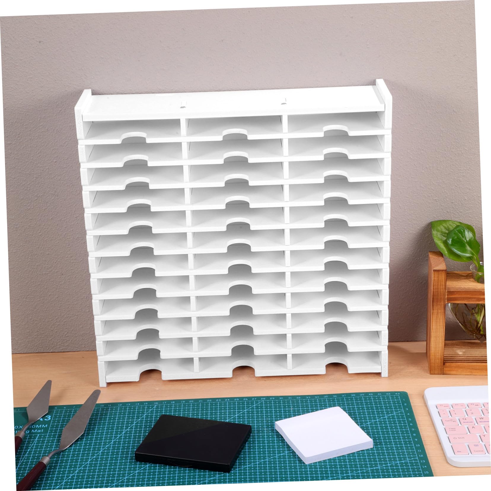 Scatola Porta CD Multi-scomparti in Legno Bianco Resistente All'usura per Proteggere Dischi Dvd come Regalo