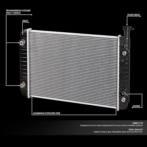 Miniatura 8 de DNA Motoring OEM-RA-13199 Radiador de enfriamiento de aluminio estilo fábrica compatible con Cruze 2010-2017 1.6L 1.8L, 26-34 pulgadas de ancho x