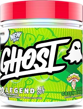 GHOST Legend All Out Pre-Workout Powder, Warheads Sour Green Apple