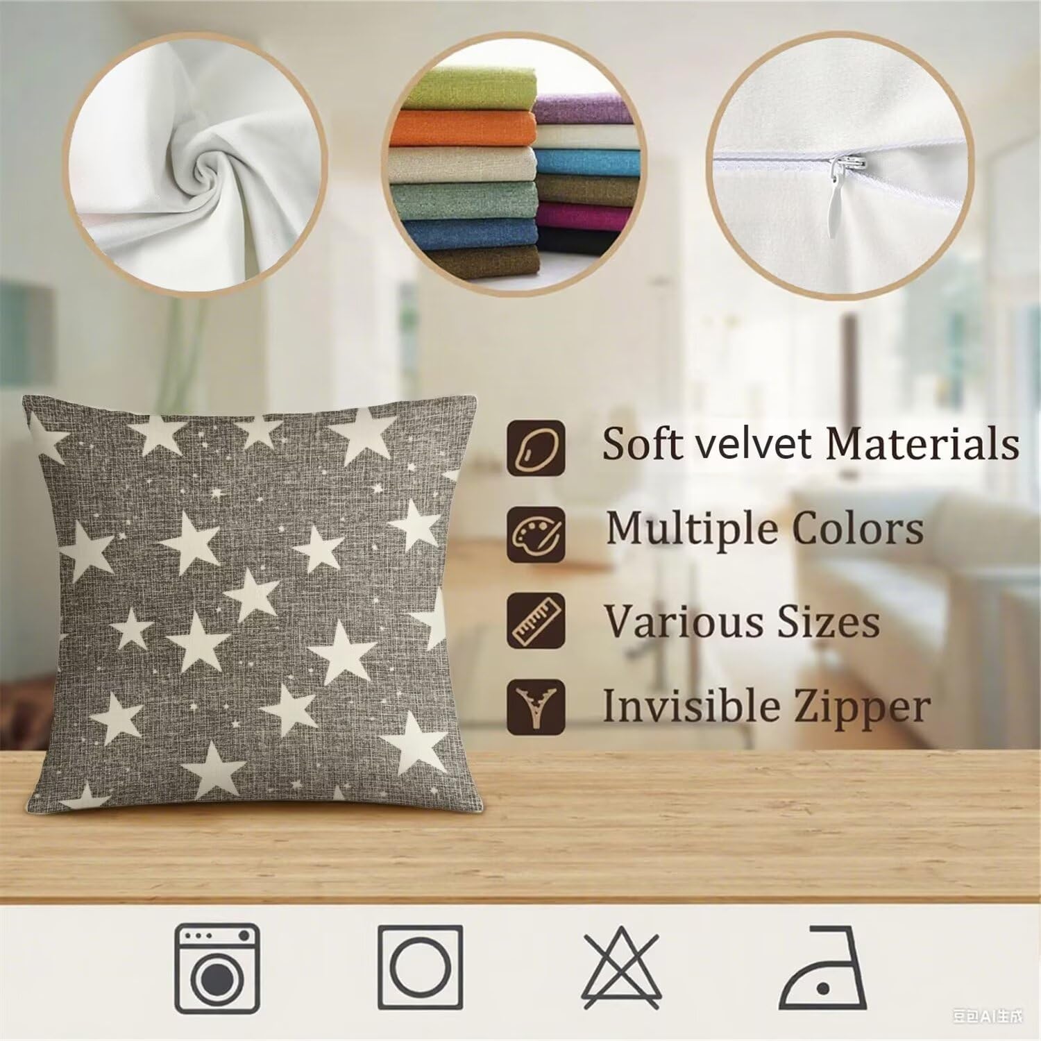 SimplicityCushions R -369 - Federa per cuscino, 60 x 60 cm, tinta unita, confezione da 4, cuscini da giardino per esterni, lussuosi federe quadrate in velluto, decorative, per la casa