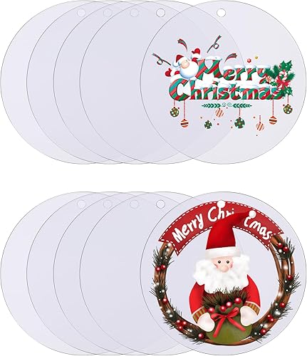 Miniatura 8 de 10 piezas de adornos acrílicos en blanco de 4 pulgadas, círculos transparentes redondos de disco transparente con agujero para llavero de vinilo,