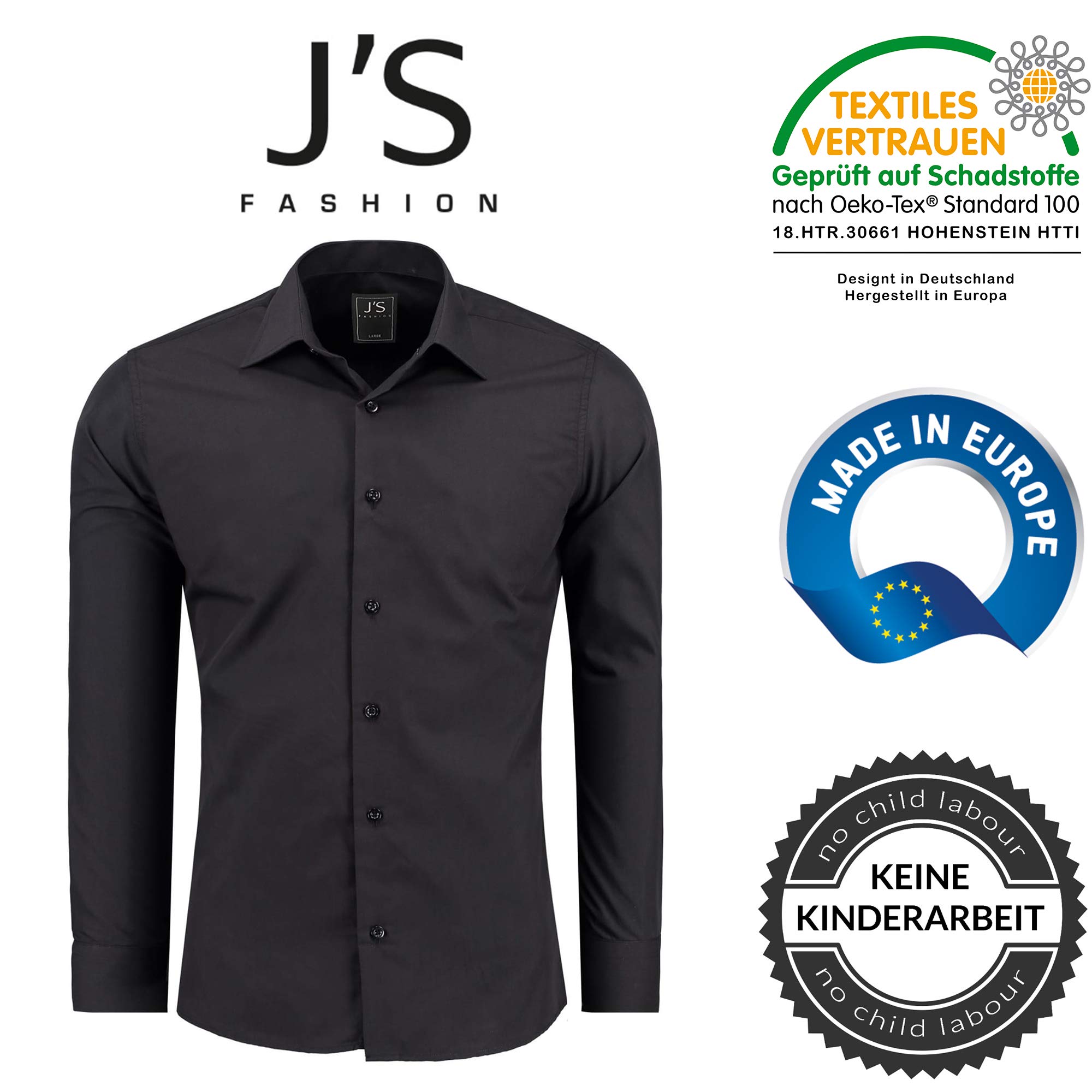 J'S FASHION Camicia da Uomo a Maniche Lunghe, Slim Fit, Facile da Stirare, Taglie UE: dalla S alla 6XL