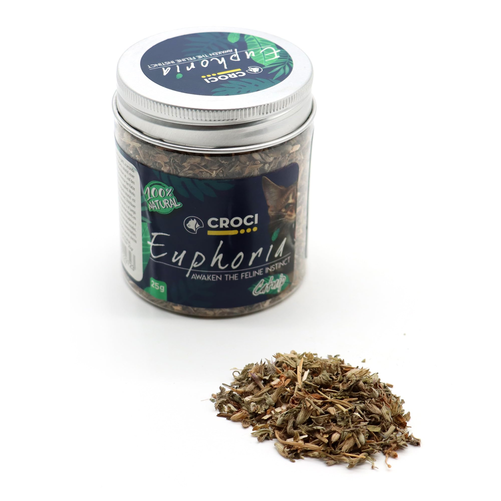 Croci Euphoria - Tarro de Hierba gatera Seca Natural picada, Atractivo para Gatos, 25 g