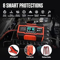 Vista 4 de NEXPEAK NC201 10-Amp Battery Charger, Smart Trickle Charger 12V 24V Car Battery Charger Fully Automatic Maintainer Desulfator w/Temp Compensation