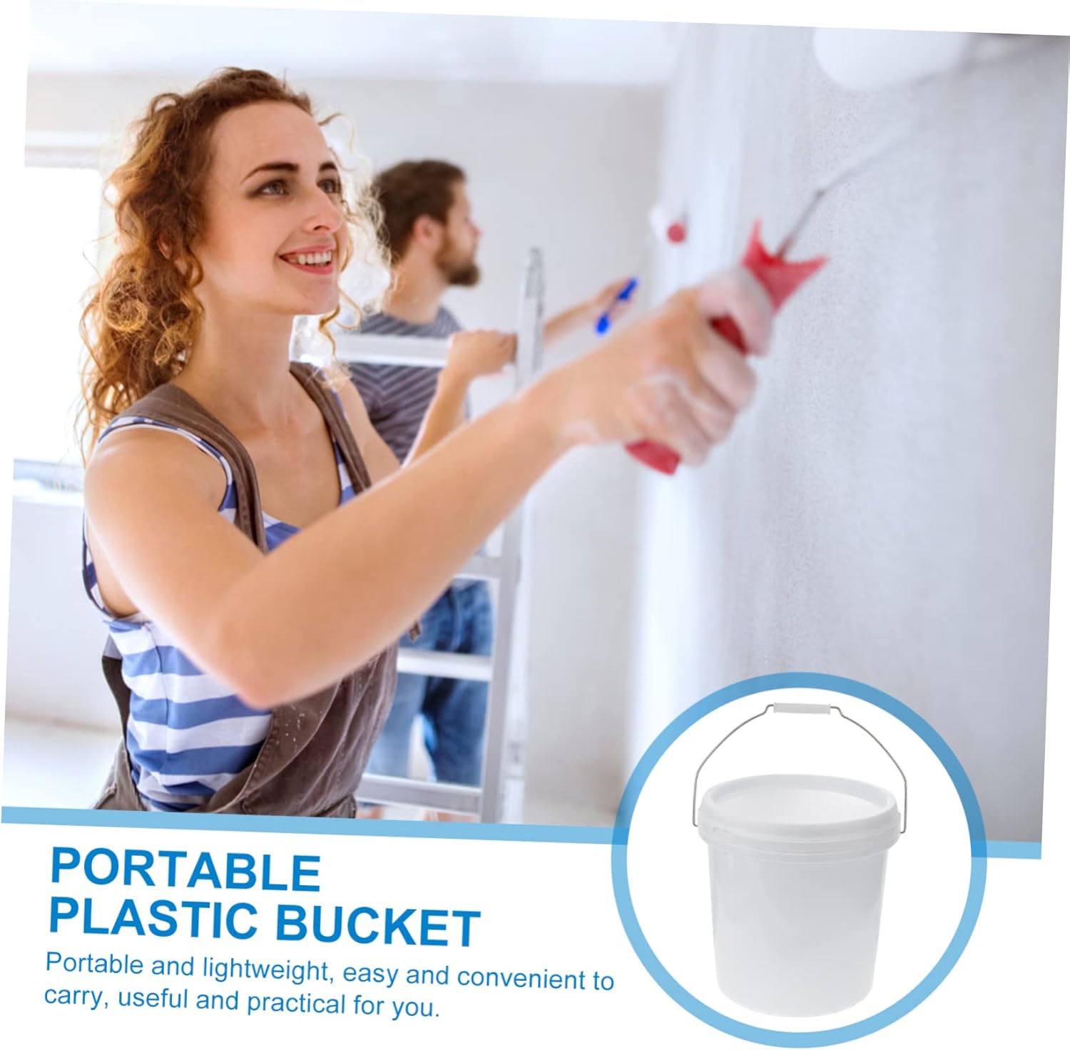 COHEALI 3 Gallon Bucket White Plastic Bucket with Lid Paint Pail Heavy Duty Buckets Painting Pigment Buckets Handheld Paint Can Water Pail Container for Crafts Projects