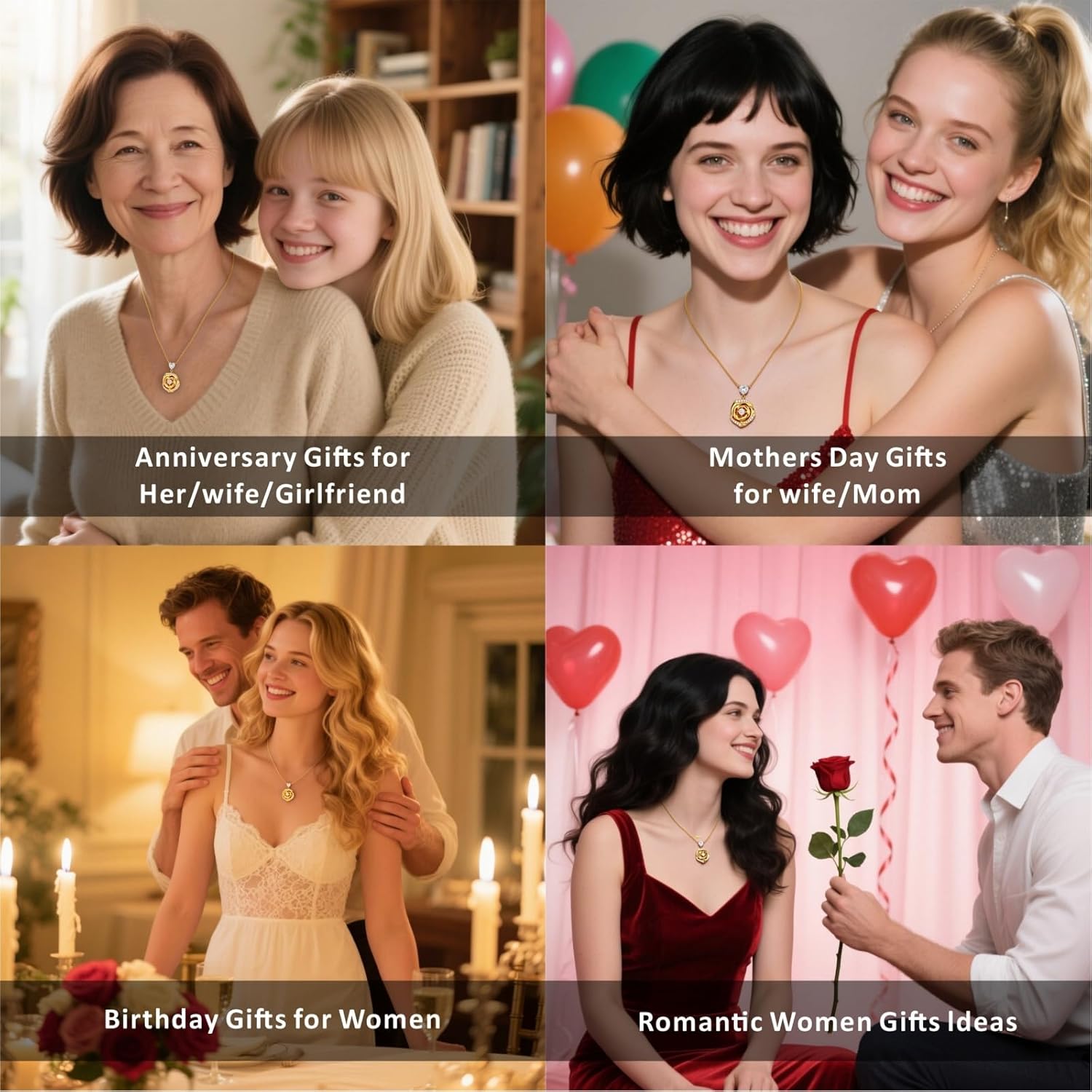 18K Gold Plated Over Sterling Silver Rose Flower Necklace for Women- Adjustable Chain with rose pendant, Ideal Jewelry gift for her, Girlfriend, Wife, Mom on Birthday, Anniversary - Image 5