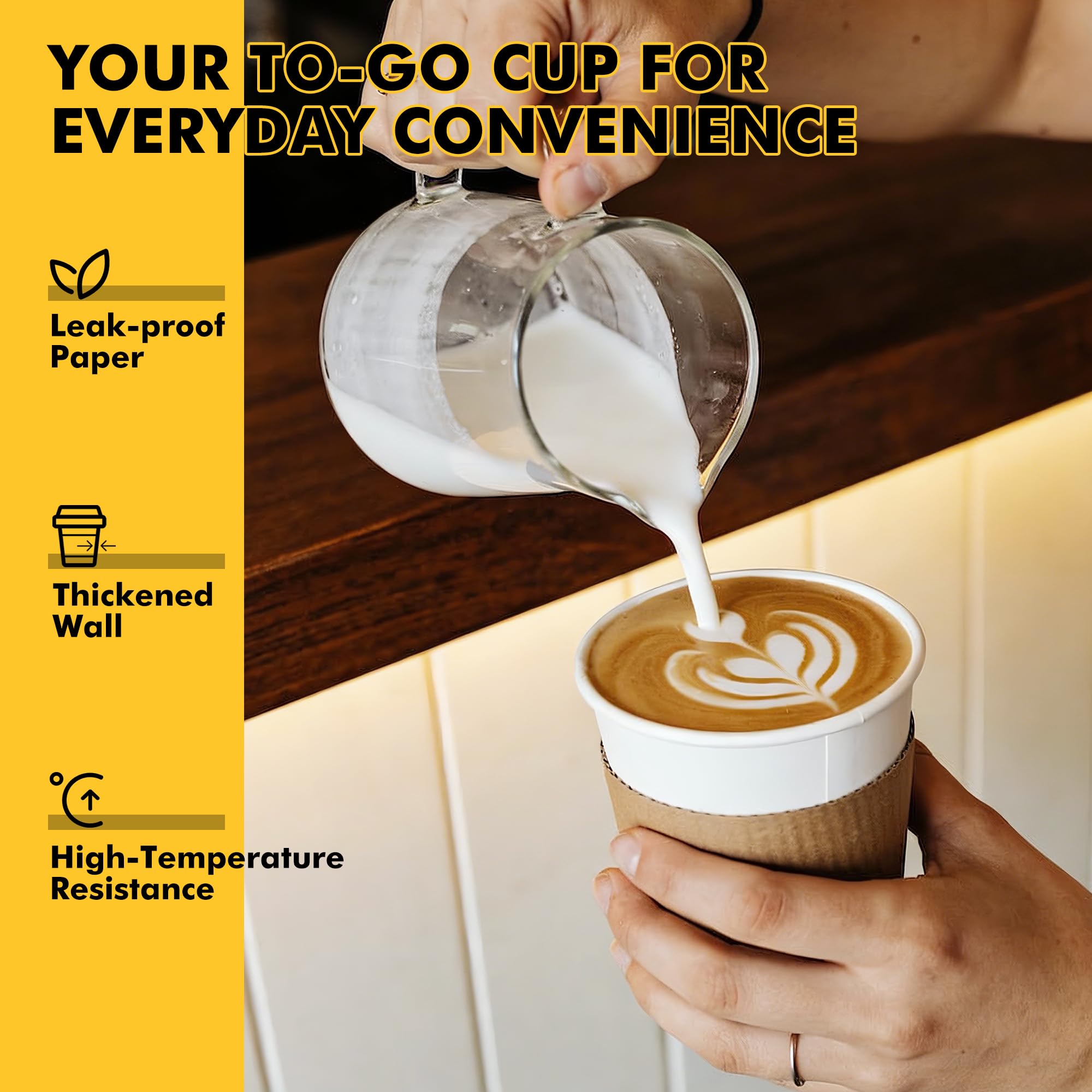 RACETOP 12 oz Paper Coffee Cups with Lids & Sleeves, 100 Pack — Amazon image 5
