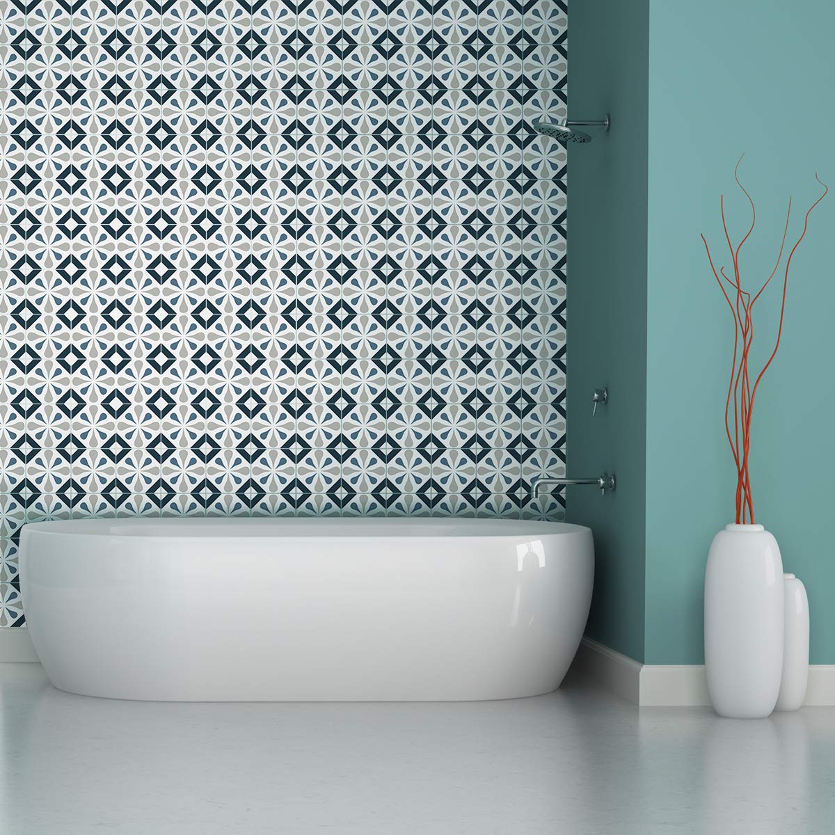 24 Stück Selbstklebende Fliesenaufkleber, 10x10 Cm, Azulejo-Design – Für Badezimmer, Küche, Möbel