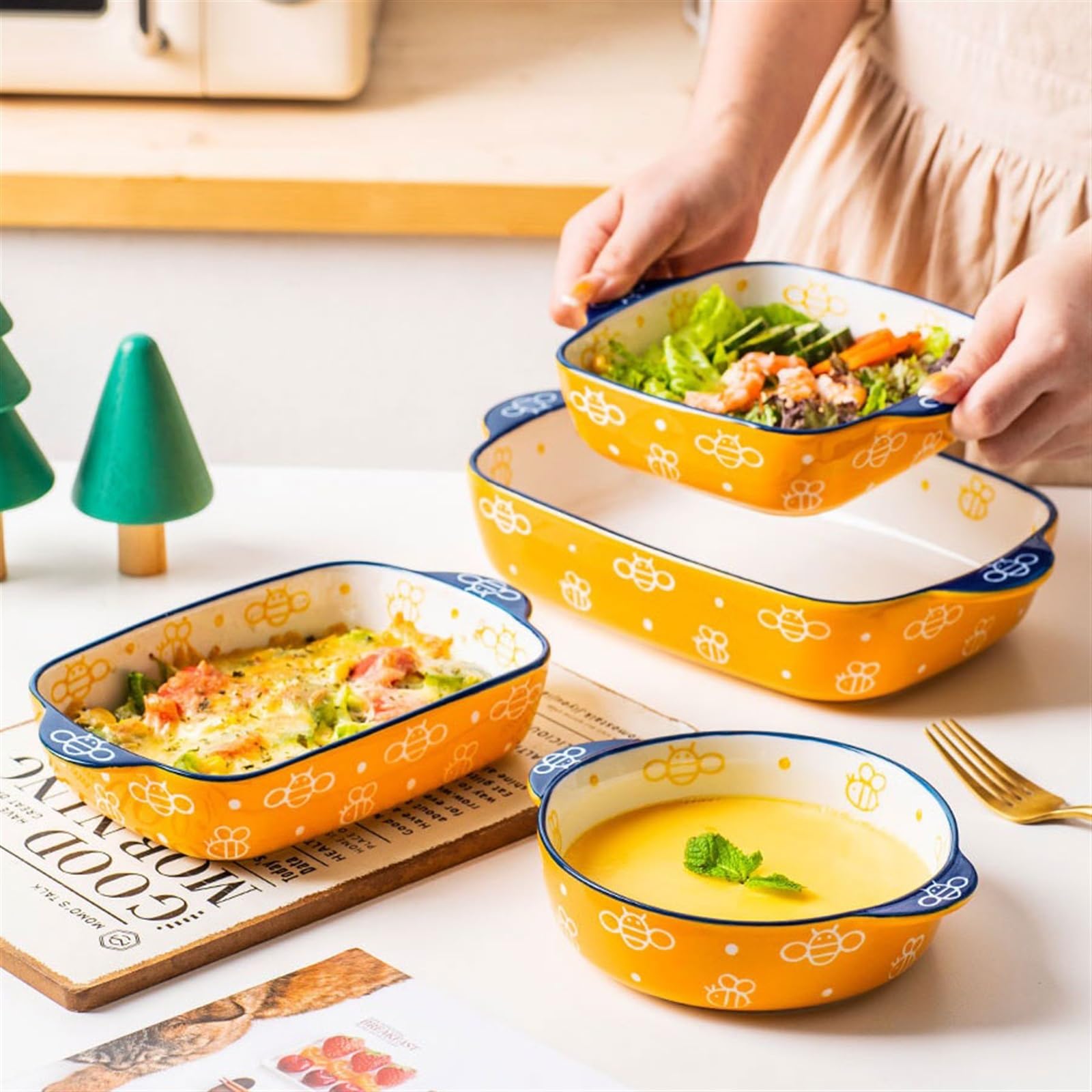 Versátil Plato de cena for el hogar, plato for verduras, for hornear(1000ml)