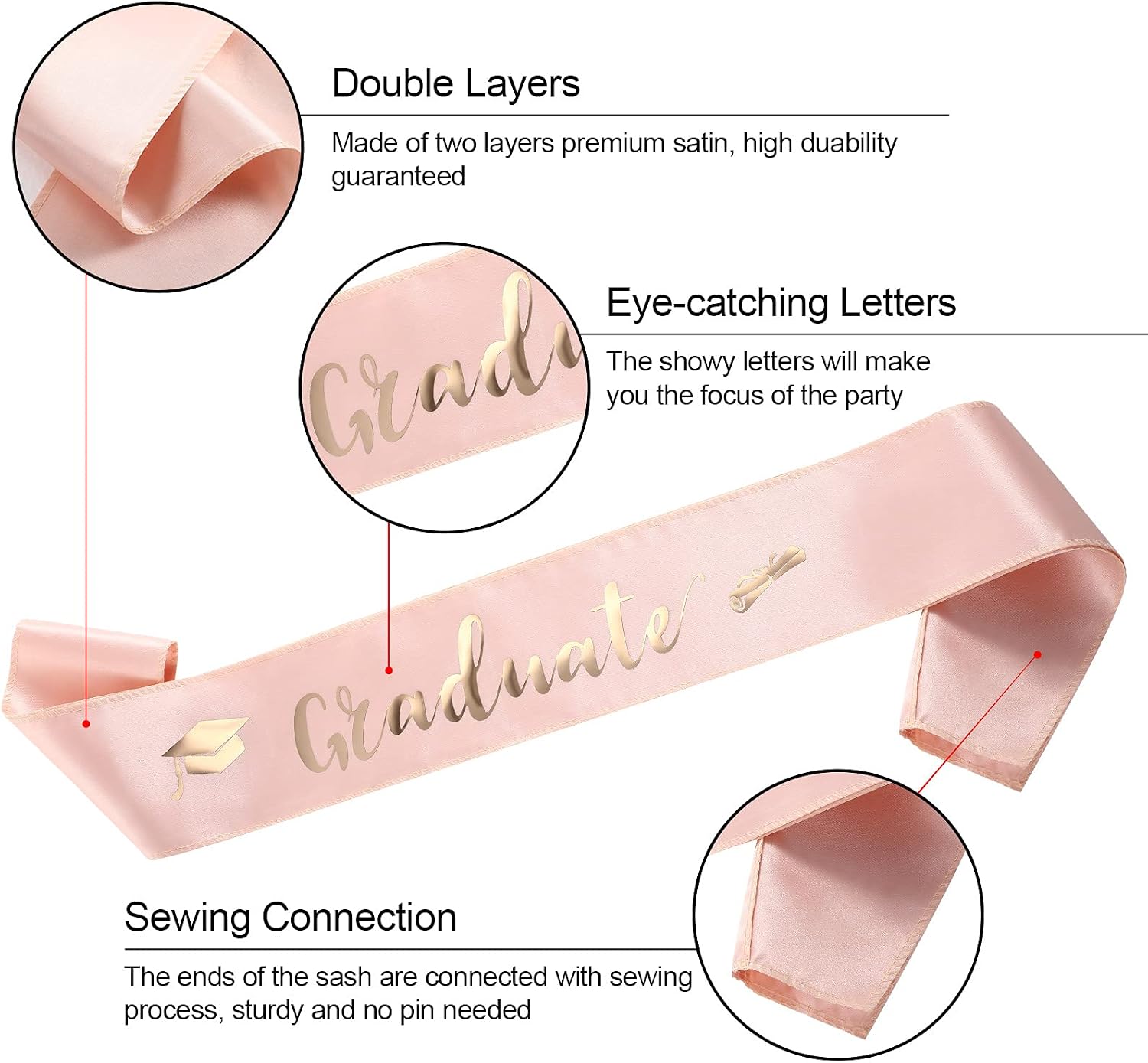 2026 Graduation Party Supplies Kits, Glittered Metal Graduation Princess Grad Crown Tiara and Graduate Sash for Graduation Party Decorations Grad Decor Favors, Pink
