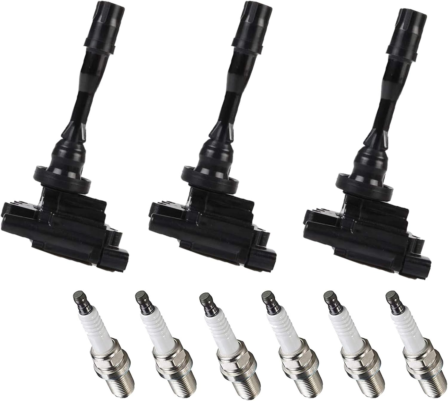ENA Ignition Coil Pack Set of 3 with Platinum Spark Plug Set 6 Compatible with Mitsubishi 2003 2004 2005 2006 Montero 2004 Galant 3.8L V6