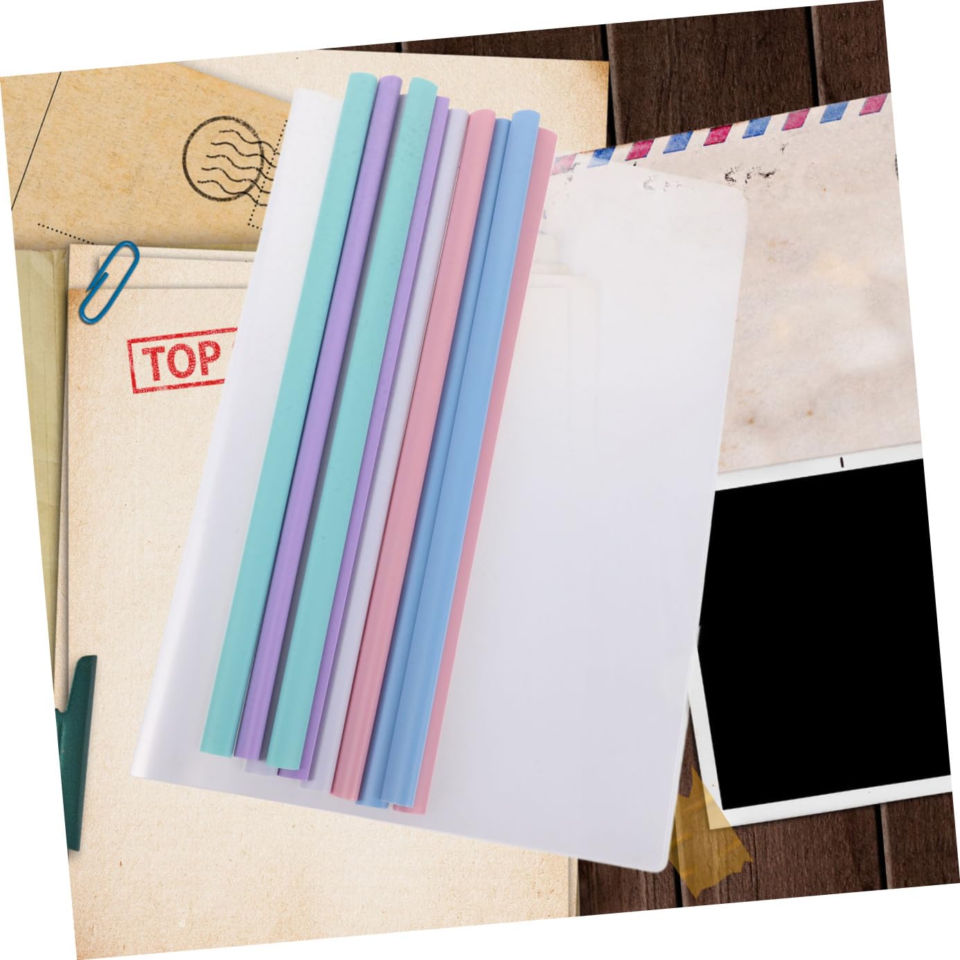 A4 Stangenklemmen für Akten 50 Stück Kunststoff mit Hebelclips | Transparente Dateiordner, Dokument A4 Stangenklemmen, Schulbeginn Party Zufällige Farbe