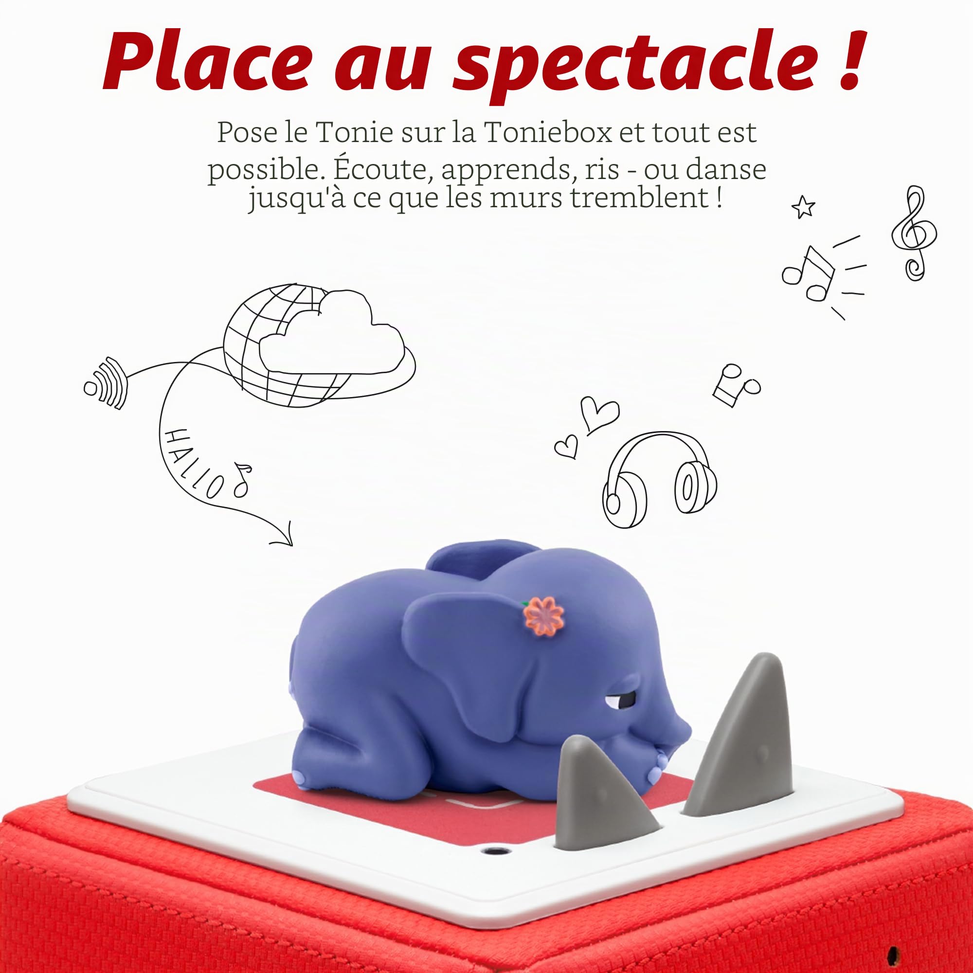 tonies Figura di ascolto per Toniebox, pensiero positivo con elefante Greta storie per maggiore sicurezza di sé e consapevolezza, gioco di ascolto per bambini dai 4 anni in su, tempo di gioco