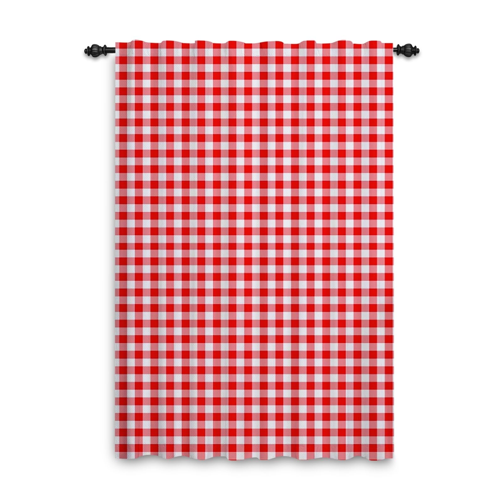 ggaimwf Checked Curtains Red and White Gingham Curtains for Living Room Farmhouse Classic Plaid Curtains Window Treatments Bedroom Nursery Internal Door Back Tab Curtain Drape 117x183cm 1 Panel