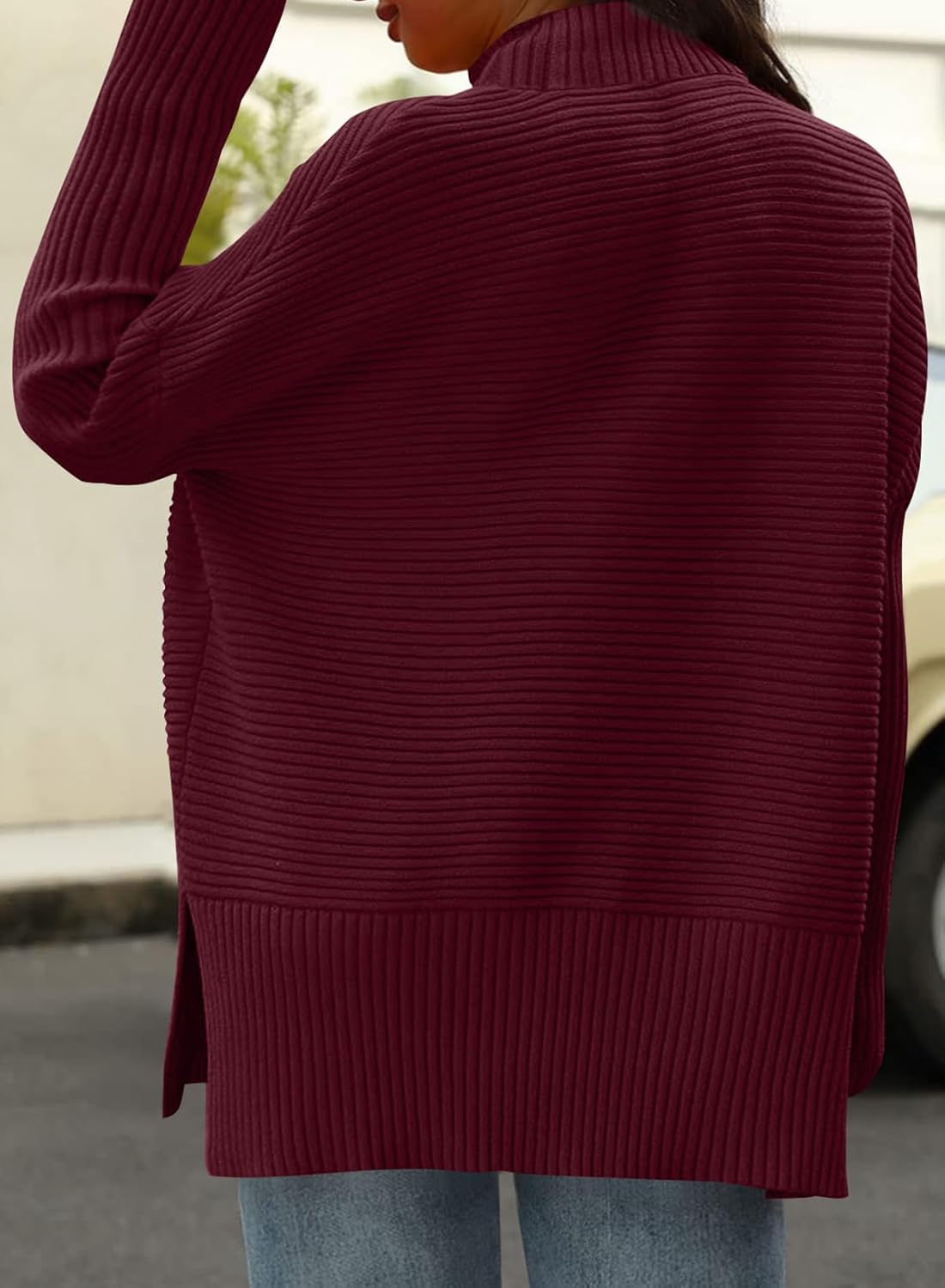 Eytino Womens Plus Size Sweaters Long Sleeve Crew Neck Split Hem Casual Oversized Ribbed Knit Tunic Pullover Tops(1X-5X) - Image 2