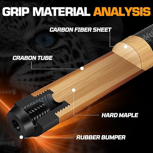 Miniatura 6 de Banly Carbon Fiber Pool Cue Stick 12.5mm Time Crystal Tip, Low Deflection Pool Cue Professional Billiard Cue Sticks with Gift Box