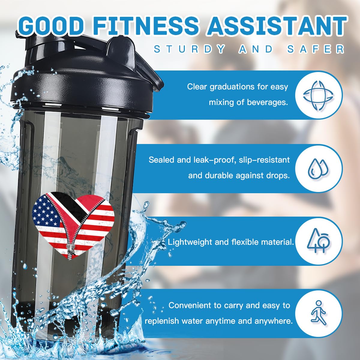 Vintage Trinidadian and Tobagoans Flag 6 18 Ounce Shaker Cup,Fashion Theme Pattern Shaker Bottle Leak-proof Workout Shake Bottles 500ML/18 oz Perfect for Pre Workout Black 0