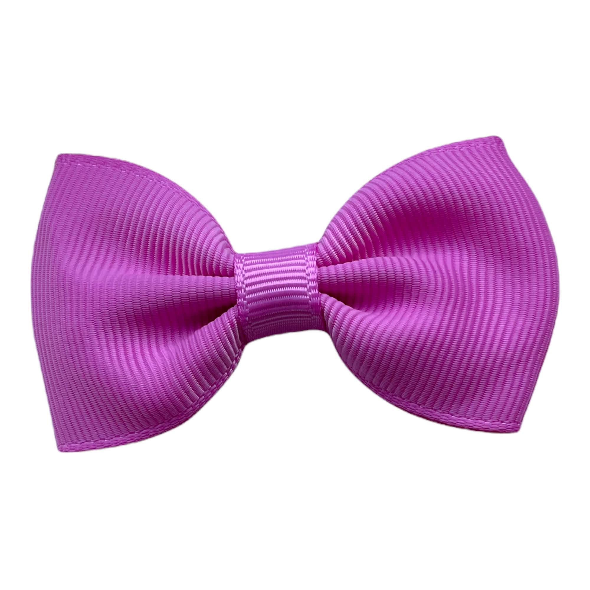 Fuchsia Hair Bows Clips Slides Grips 2.7" inch Soft Ribbon Small Straight School Hairbows for Girls 10pcs - Image 2
