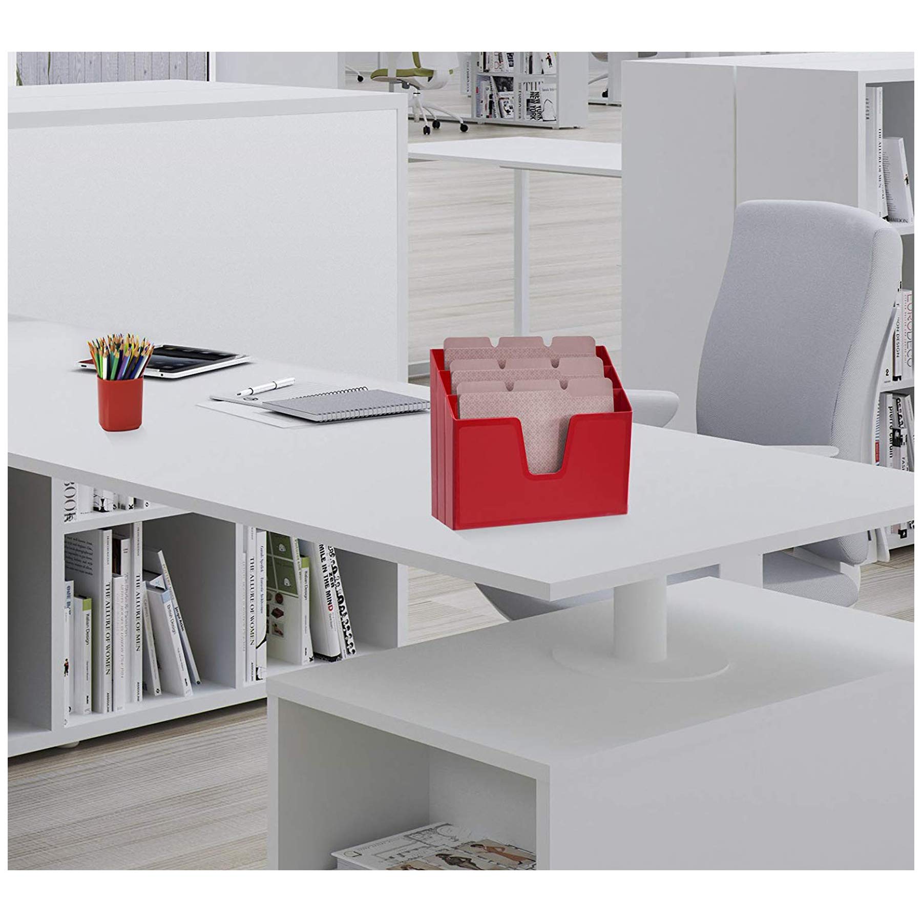 Acrimet Unterlagenhalter Dreifach Horizontalen (Solide Rote Farbe)