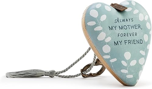 Miniatura 2 de DEMDACO Always My Mother Blue Petals - Ficha de corazón de resina de 3,5 x 3,5 pulgadas