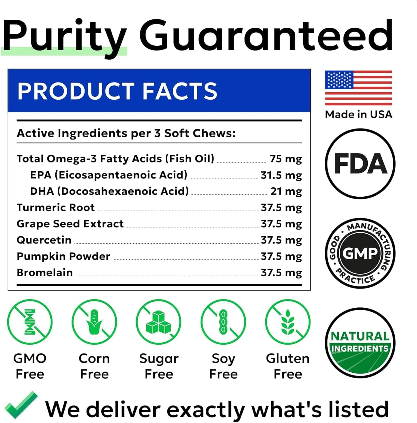 BARK&SPARK Dog Allergy Relief Soft Chews for Skin Health & Seasonal Allergies - Anti-Itch Supplement w/Omega-3, Quercetin & Bromelain Immune Treats for Dry Skin & Hot Spots - Chicken - 180ct