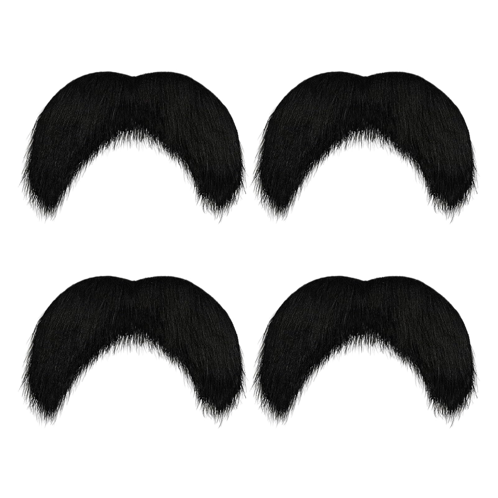 Fake Black Mustache Fake Self Adhesive Costume Beard 4 Pieces Realistic for Halloween Carnival Children's Party Elderly Theater Actor Man Children Adults
