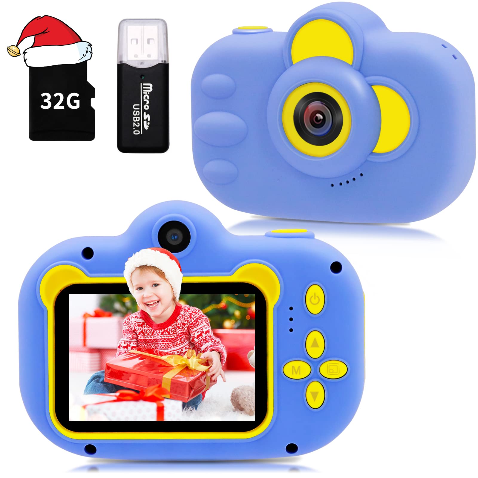 Kids Camera, WJLING 2.4 Inch 20MP HD Digital Kids Camera 1080P Video Recorder with 32GB TF Card, Child Rechargeable Digital Camera Toy Birthday Festival Toy Gift for Children (Blue)