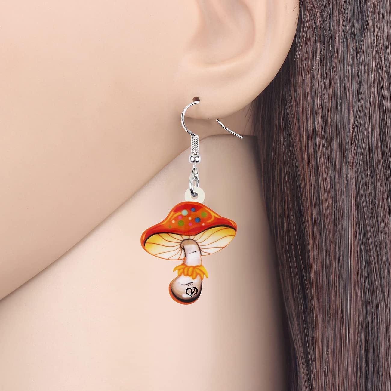 BONSNY Sweet Floral Acrylic Dangle Mushroom Earrings for Women Jewelry Gifts Novelty Funny Charms - Image 2