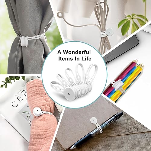 Miniatura 7 de Xuuza Paquete de 10 lazos para cables, organizador de cordón de silicona blanca, soporte magnético, enrollador, lazos magnéticos de goma para