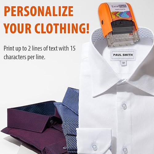 Miniatura 3 de ExcelMark Sello de ropa personalizado – Sello con nombre personalizado – Perfecto para camisas, ropa de bebé y uniformes escolares