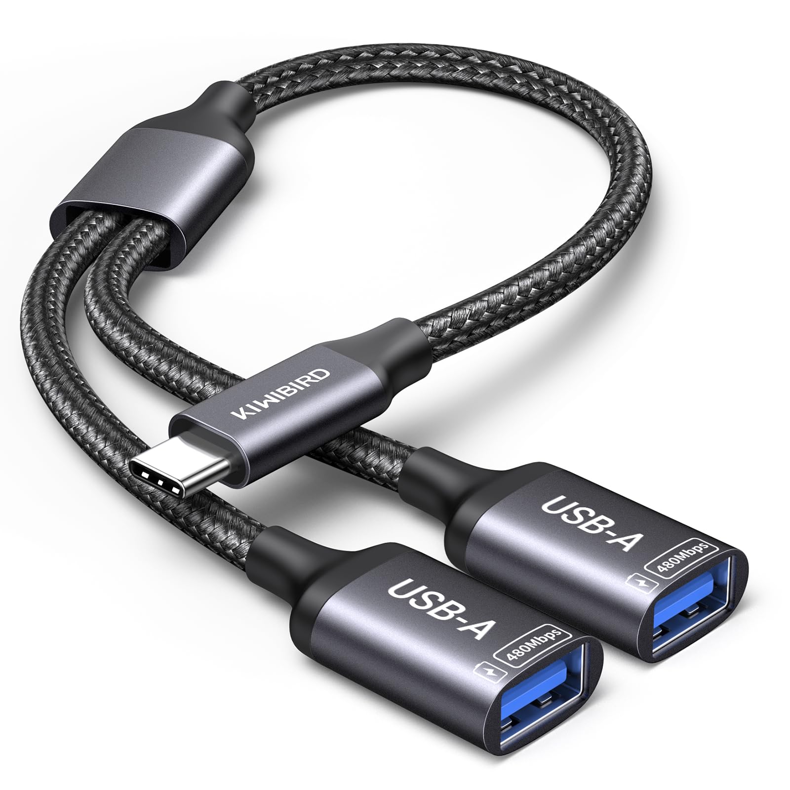KiWiBiRD USB Type C Splitter 2 Port, USB C Male to Dual Female