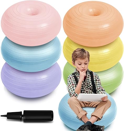 Vista 43 de 6 piezas de asientos flexibles para aula, sillas de pelota de yoga elementales para niños, silla de oficina inflable, entrenador de equilibrio