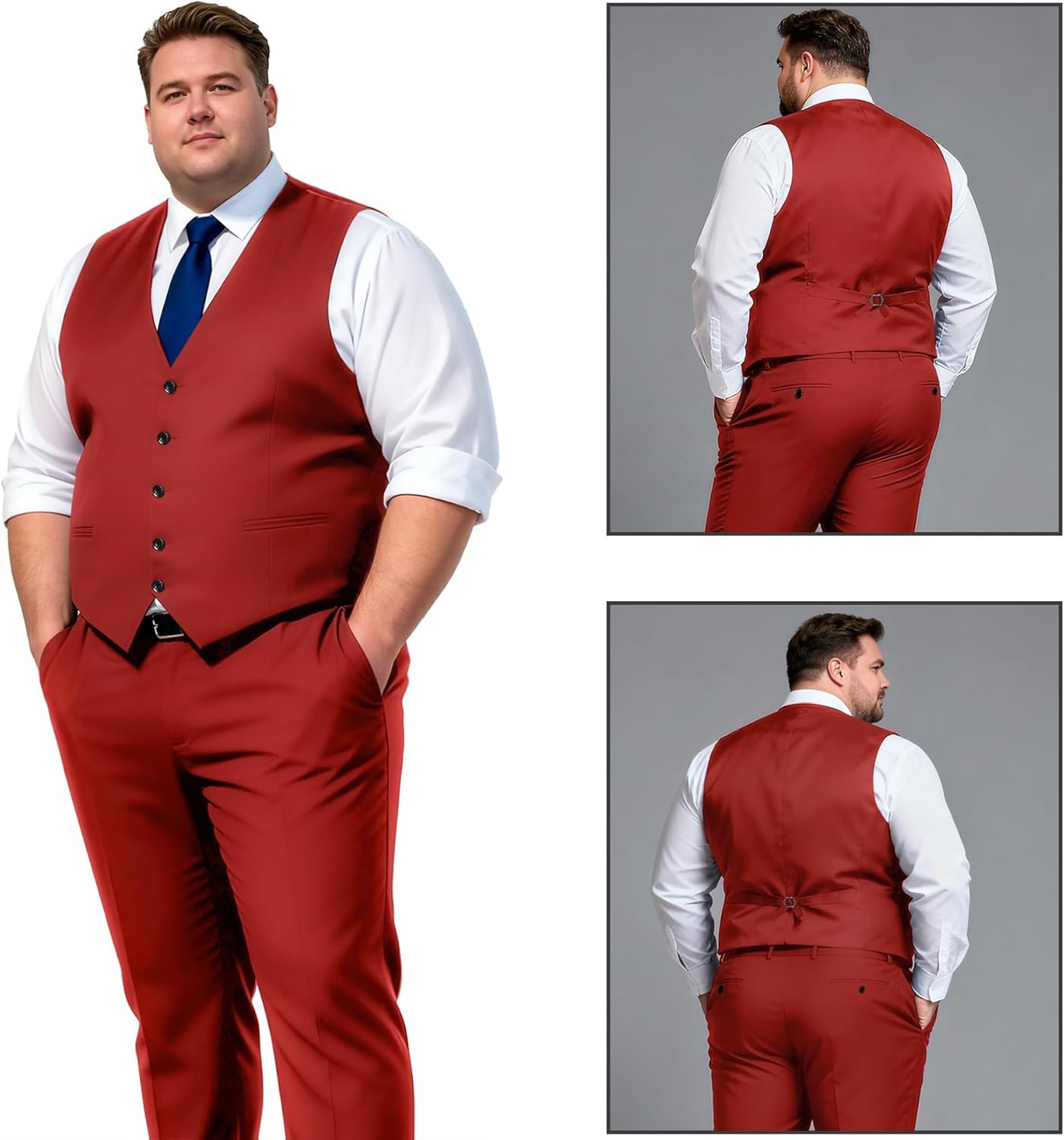 GATMSTZ 3 Piece Suit for Men Big and Tall Classic Fit Men Tuxedo Suit Set Jacket Vest Pants - Image 3