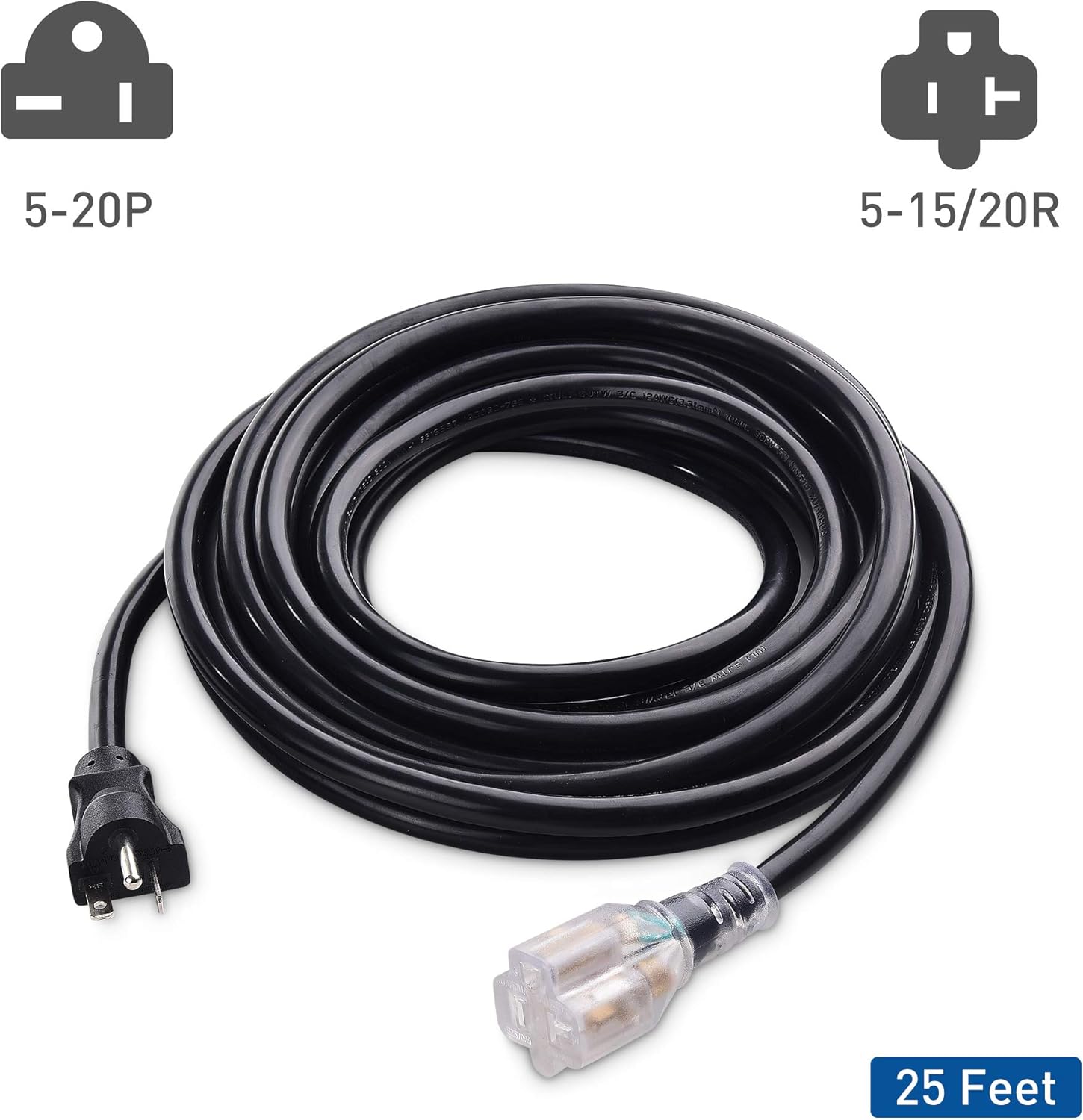 Top Rated Cable Matters Outdoor Rated 12 AWG Heavy Duty 20 Amp Extension Cord 25 ft Power Cable with LED Light (NEMA 5-20P to NEMA 5-20R) 70% Off Everything Cable Matters Outdoor Rated 12 AWG Heavy Duty 20 Amp Extension Cord 25 ft Power Cable with LED Light (NEMA 5-20P to NEMA 5-20R)