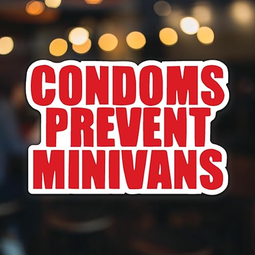 Miniatura 2 de Condones Prevenir Minivans Divertido Vinilo Adhesivo Coches Camiones Vans Paredes Laptops Copas Rojo 5.5 pulgadas KCD919R