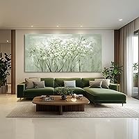 Vista 7 de MLART99 Green and White Wall Art Home Decor Wildflower Wall Decorations Canvas Prints 29"x58" Nature Decor for Office Kitchen