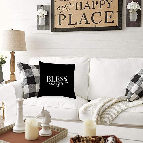 Miniatura 2 de Bless This Home Pillow Case 18x18in Inspirational Saying Cojines Decorativos para Sala Zippered Decorations Pillow Covers for Home Bed Sofa