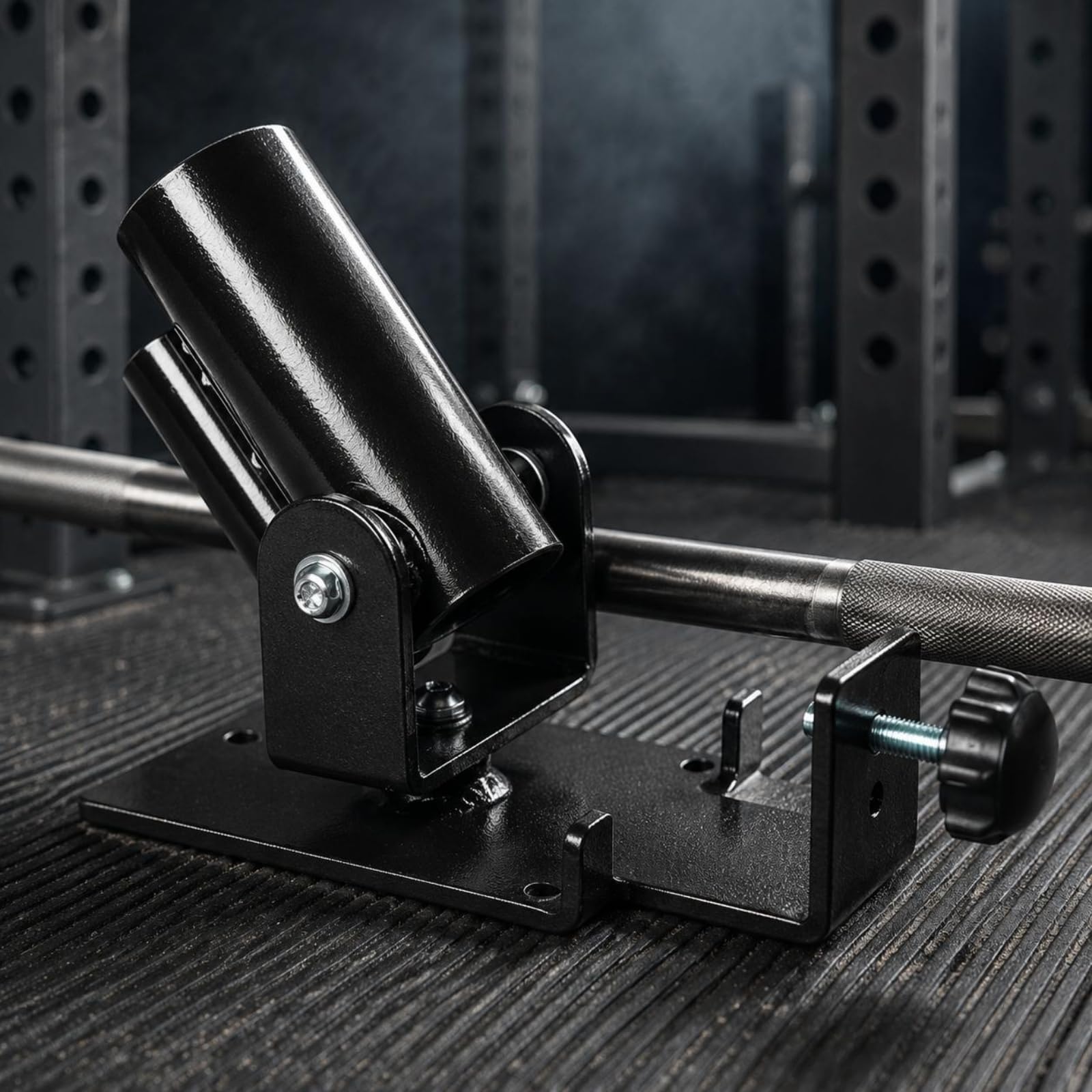 LOVIVER Base de Entrenamiento Fitness Soporte de Barra Giratoria Anclaje de Compatibilidad 25 Mm Mm Estructura de Acero Rotación 360 Grados Adecuada para Ejercicios de Espalda Brazos Hombros Core