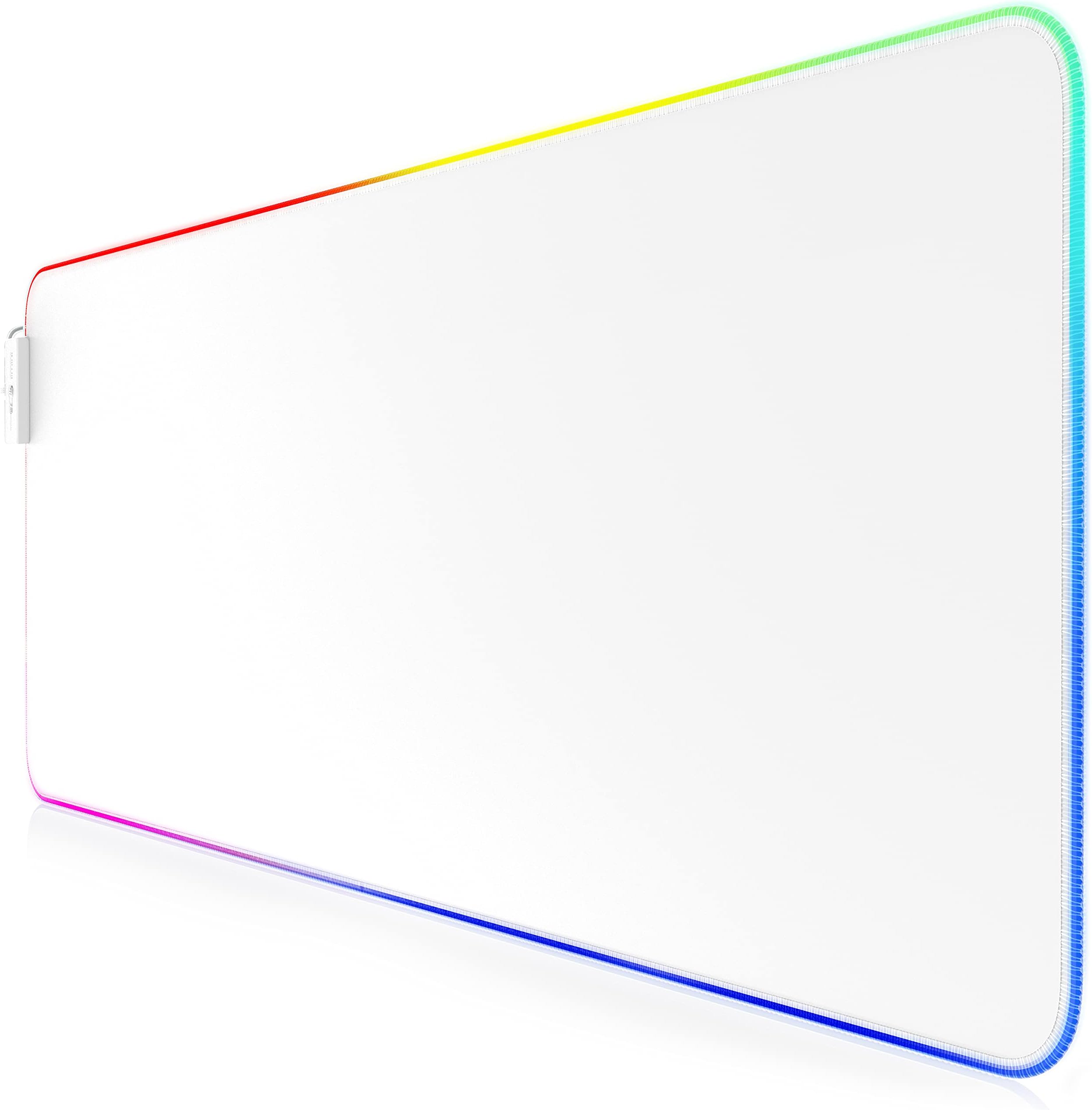 CSL - RGB gaming mouse pad - LED desk pad - 800x300 mm - XXL mousepad - LED multi color - 11 lighting modes - 7 LED colors plus 4 effect modes - washable - White