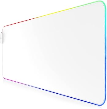 CSL - RGB Gaming Mouse Pad - LED Desk Pad - 800x300mm - XXL Mouse Pad - LED Multicolor - 11 Lighting Modes - 7 LED Colors + 4 Effect Modes - Washable - White