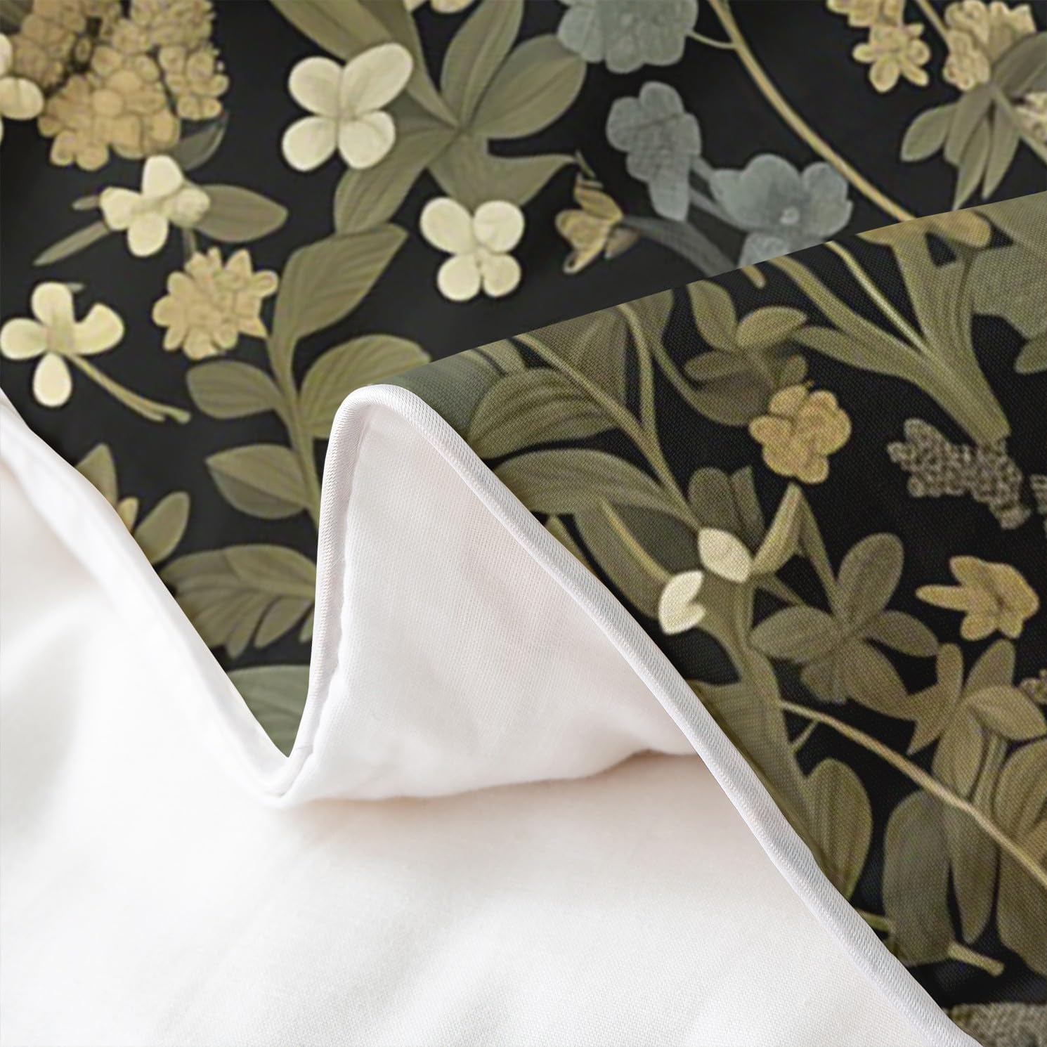 Retro Botanical 100% Cotton Duvet Cover Queen,Dark Green Leaves Bedding Set 3Pcs for Kids Teens Adult Room Decor,Tropical Fern Plants Comforter Cover Rustic Farmhouse Style Quilt Cover,2 Pillowcases