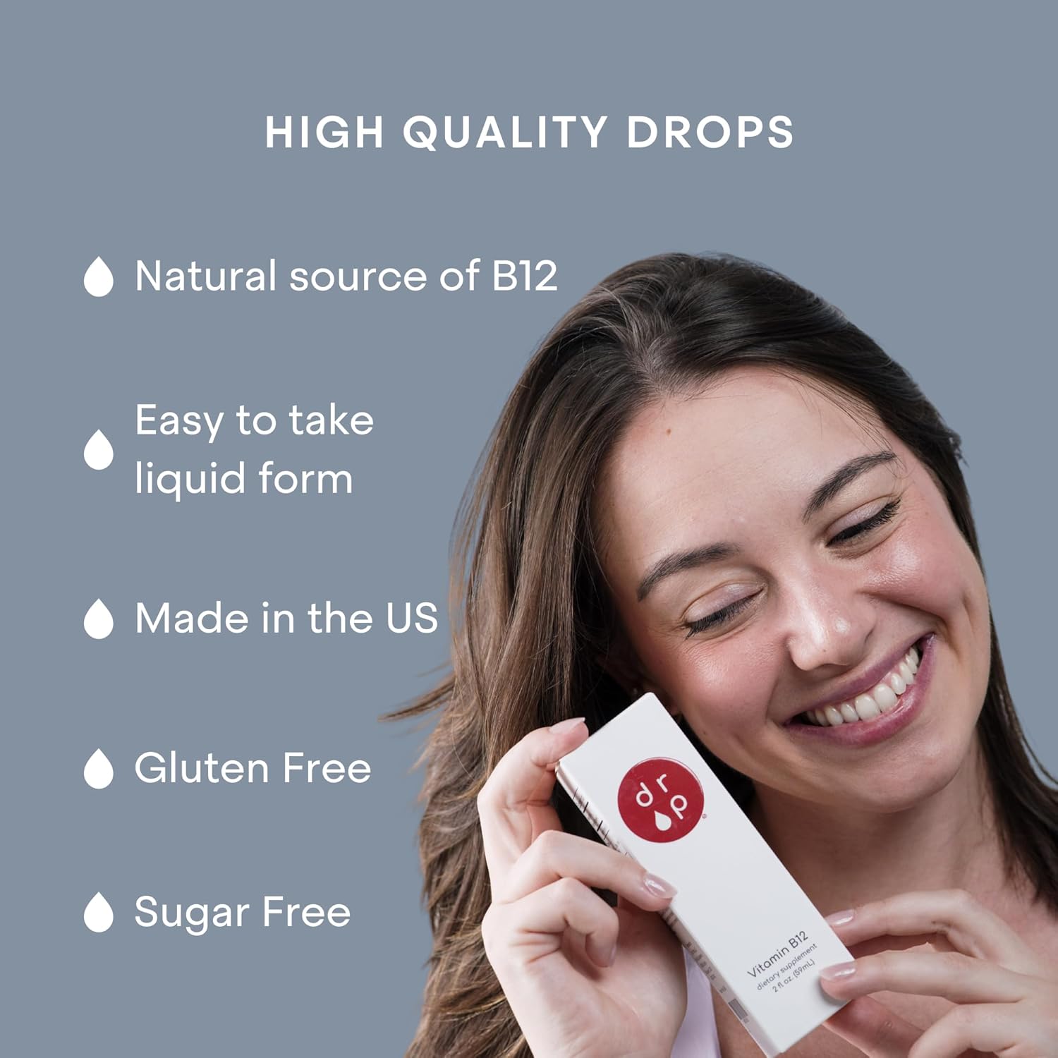 Vitamin B12 2500 mcg 2 oz Liquid Drops for Energy Production, Nervous System Health - No Artificial Preservatives, Non-GMO, Gluten Free, Vegan-Friendly