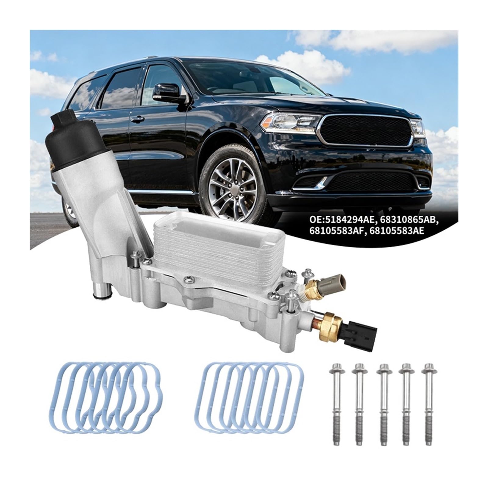 Chłodnica oleju samochodowego Pasuje do Jeep Grand Cherokee pasuje Dodge Charger 926-959 68105583AF aluminiowa obudowa filtra oleju silnikowego chłodnica Płyta chłodząca(Style 2)