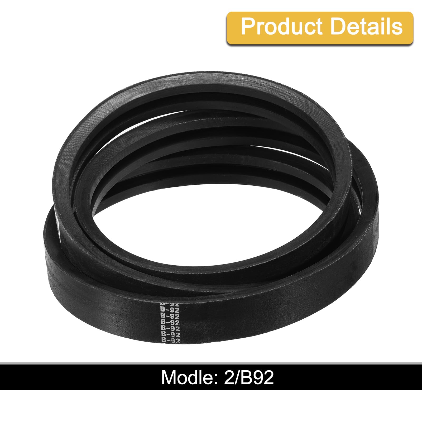uxcell Cinghia trapezoidale classica avvolta 2/B92, in gomma industriale con circonferenza esterna da 241,3 cm, con profilo B, per apparecchiature di macchine industriali, colore nero