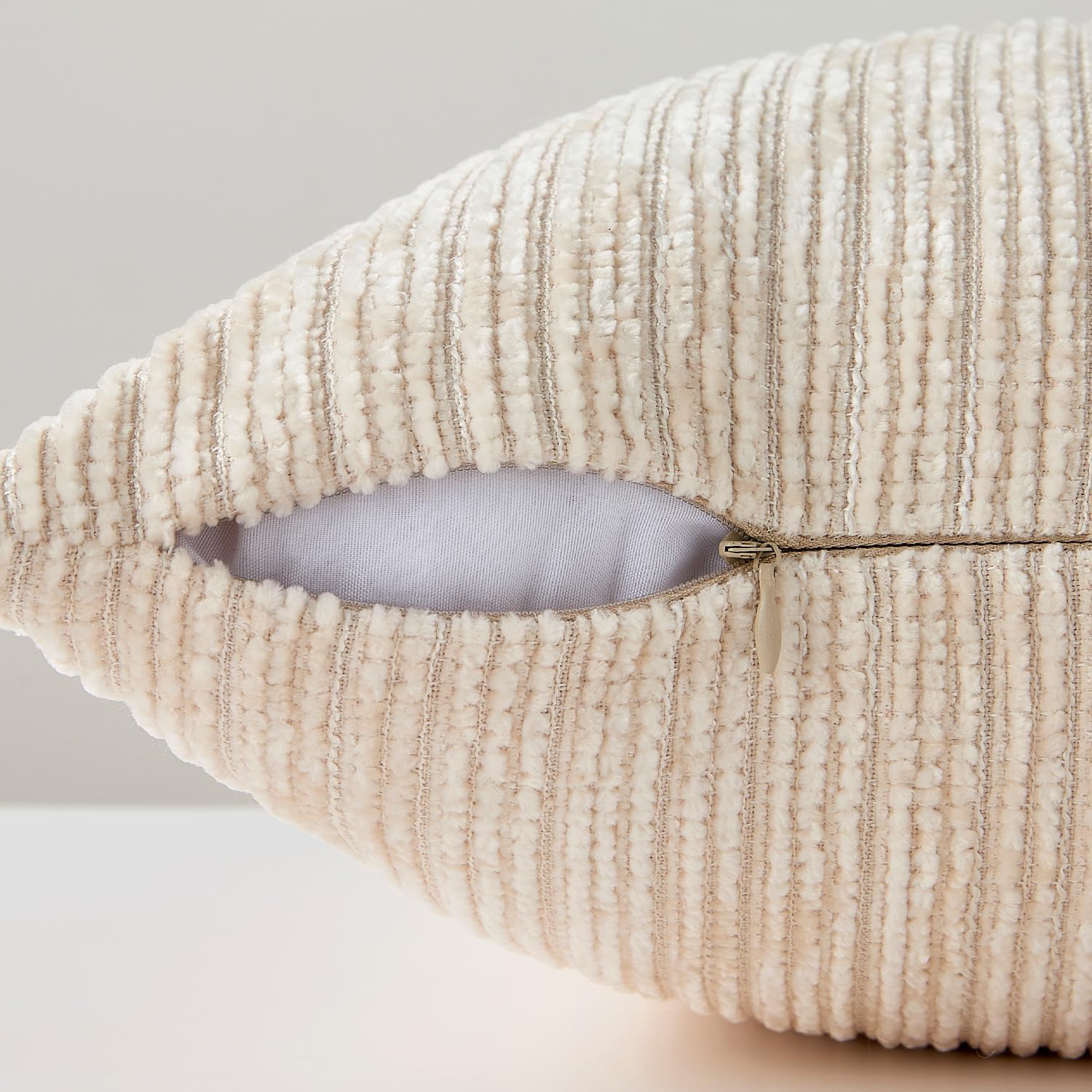 Allorry Decorative Couch Throw Pillow Covers 26x26 Set of 2 Soft White Chenille Pillow Covers Boho Textured Square Cushion Covers for Modern Farmhouse Sofa Bedroom Living Room Decor SY007-A26