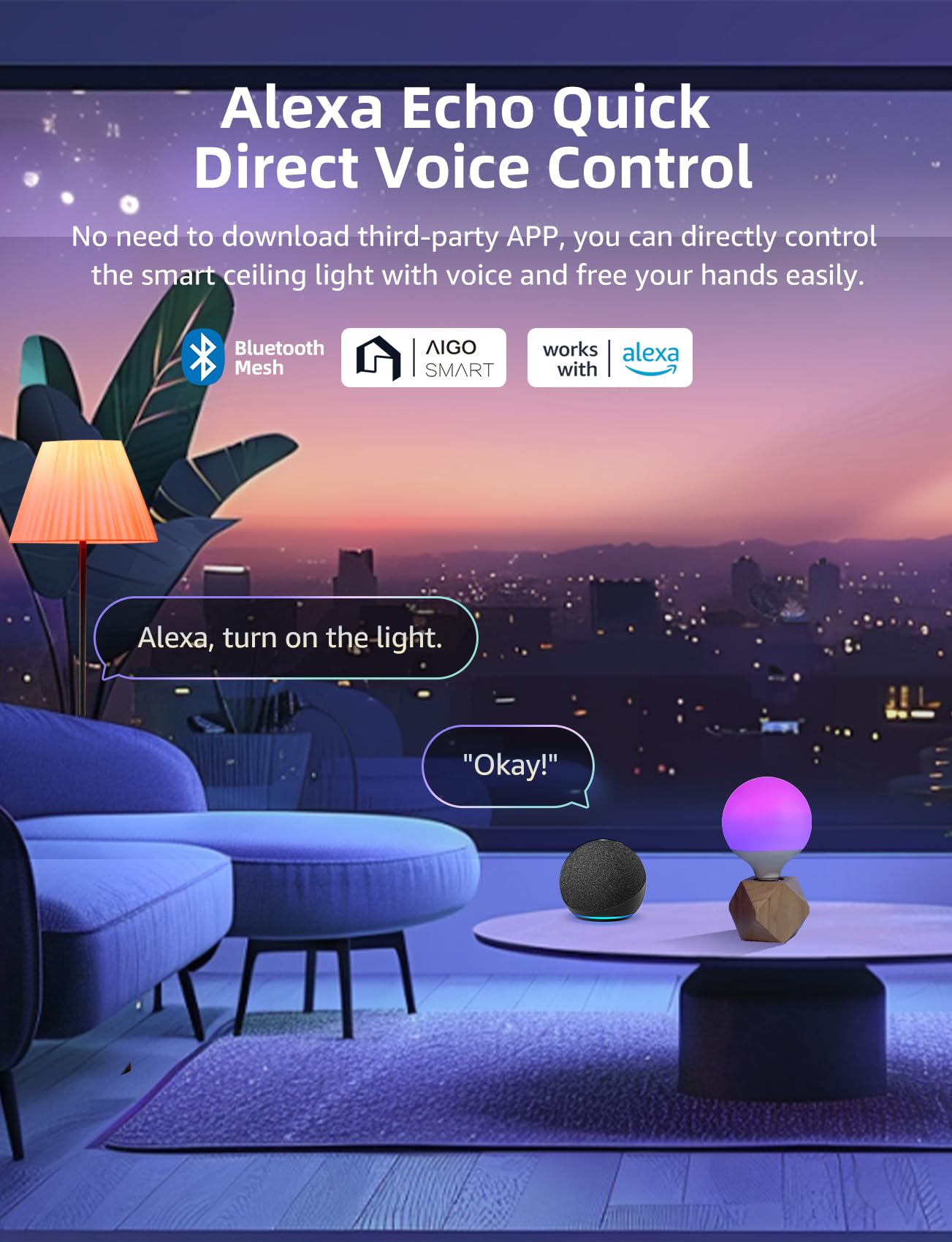 Aigostar 18W 1800LM Bombilla LED Inteligente E27 G120 Bluetooth Mesh Compatible con Alexa/Bombilla Inteligente RGBW Gradiente/Regulable 16 Millones de Colores/Incluye Control Remoto