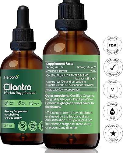 Miniatura 2 de Extracto líquido de hoja de cilantro  Gotas orgánicas de cilantro sativum para limpieza corporal y desintoxicación  Suplemento de tintura de hierbas