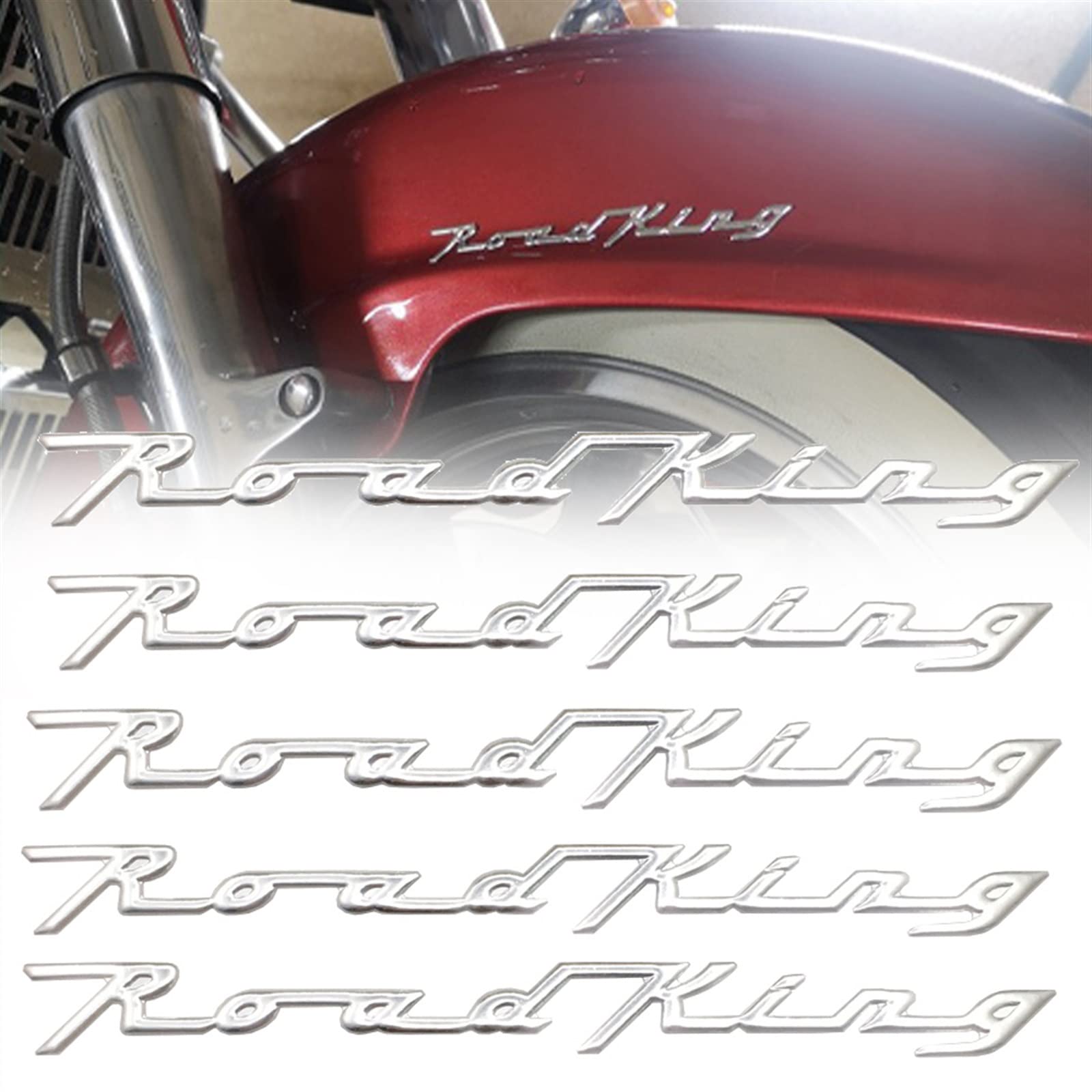 5 Adesivi Cromati 3D 110°/105° Anniversario Per Moto - Emblemi Universali In PVC Per Harley Touring Road King FLHRC