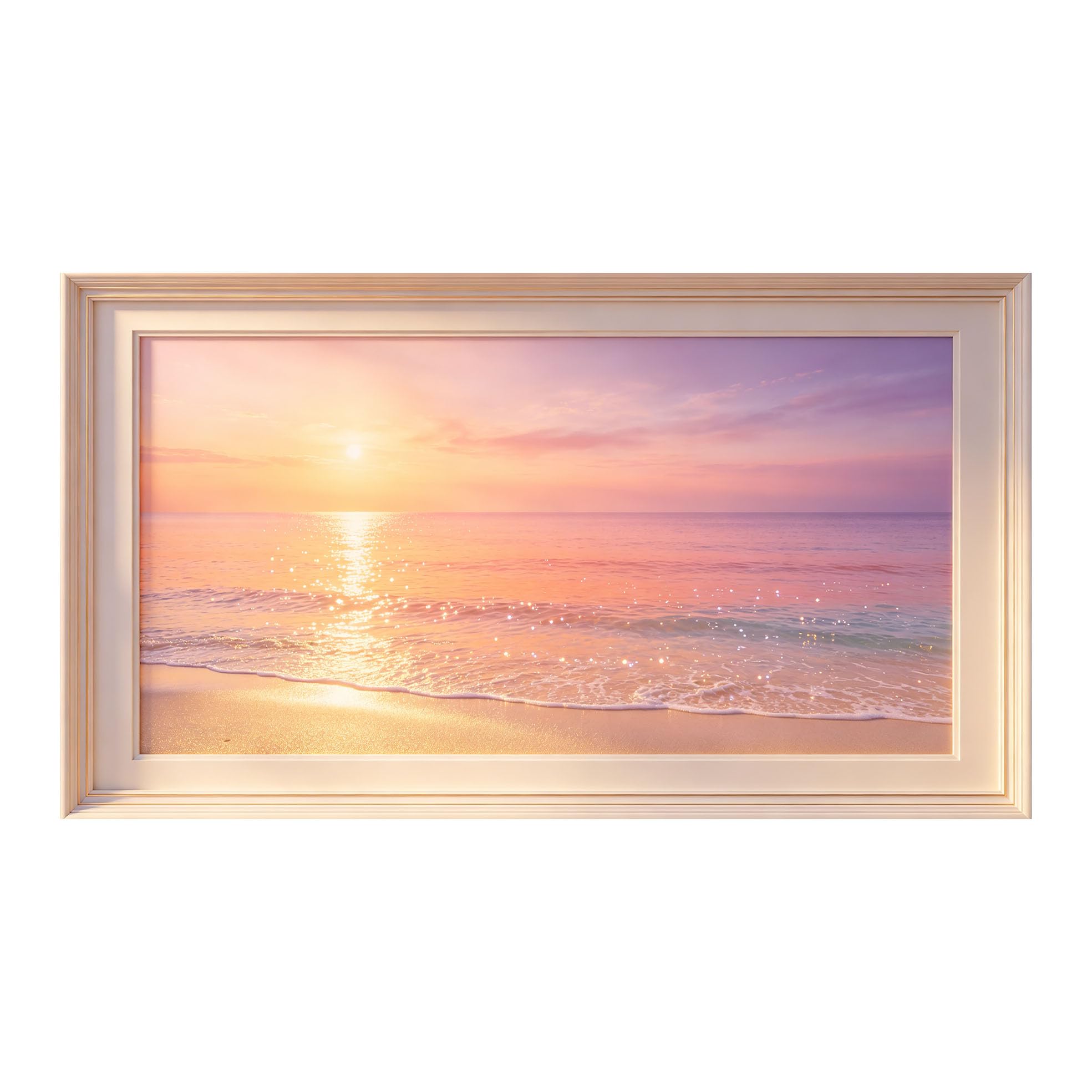 Yzpallescene 3D Framed Wall Art 50cm×100cm Coastal Ocean Sunset Seascape Realistic Panoramic Large Size SelfAdhesive Removable Wall Decor Prints Artwork for Living Room Bedroom Office