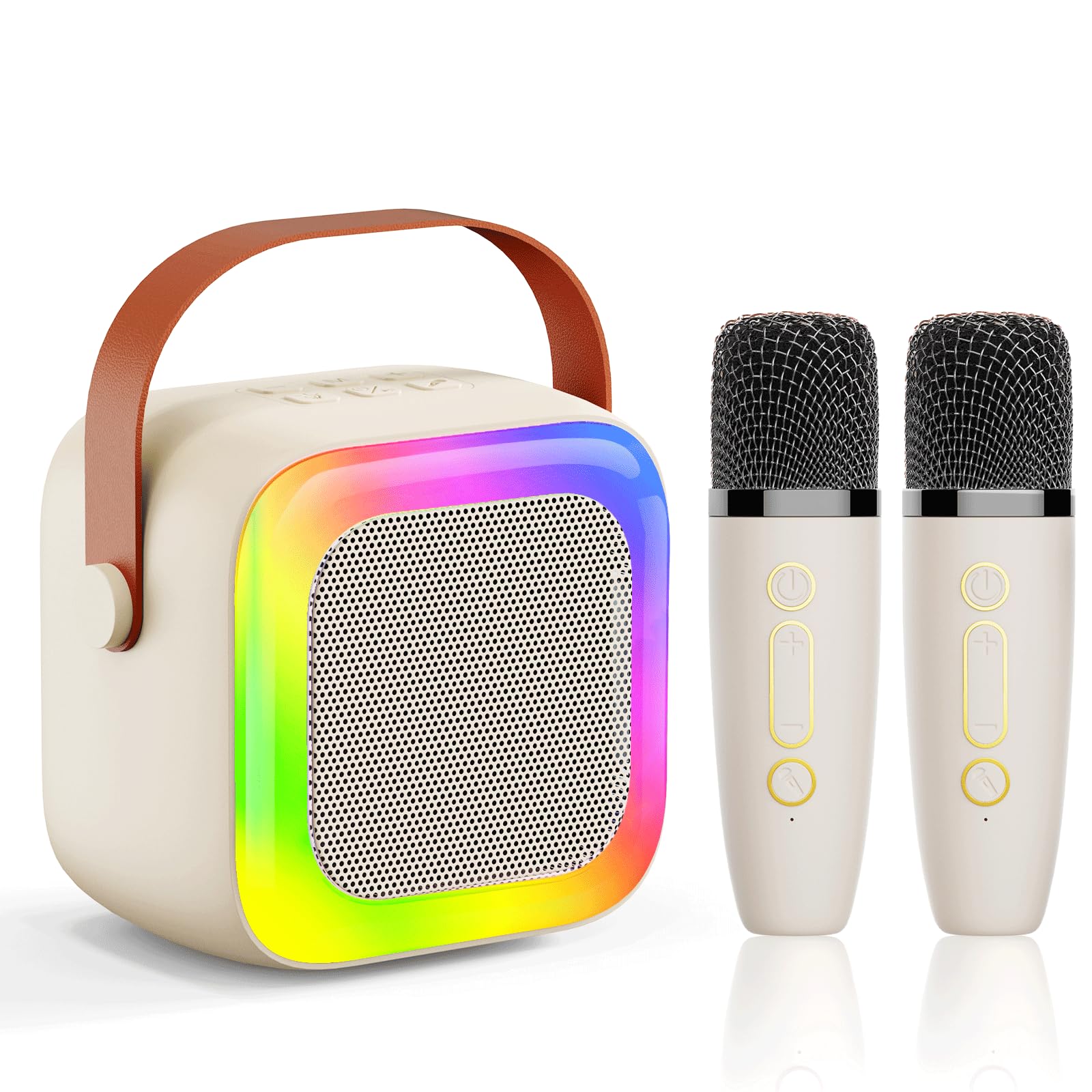 Mini Karaoke Machine for Kids Teen Adults, Kids Karaoke Machine with 2 Wireless Microphones and LED Lights Toys for Christmas Birthday Party, Home, Gifts for 4 5 6 7 8 9 10 11 12+ Years Girls Boys